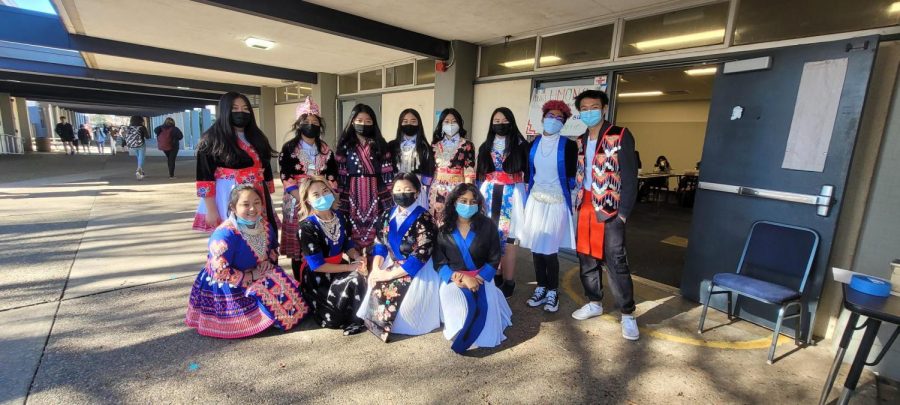 Students dressed in traditional Hmong attire