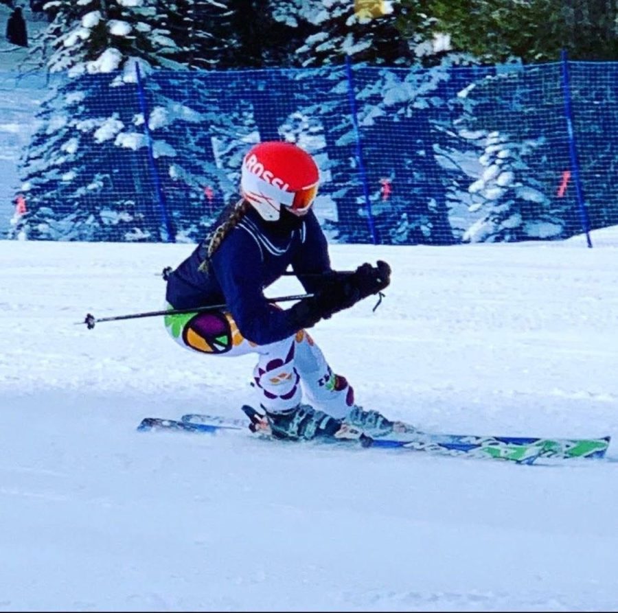 Ella Farris skiing at Boreal