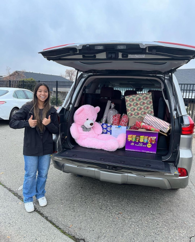 From CSF's Instagram page

Elaina Truong with the donations from their completed Adopt-A-Family campaign.